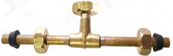 RAMALES COMPLETOS DE BRONCE  PARA LAVATORIOS  (22 CM LARGO) .